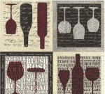 Серветка для декупажу 'Бокали на рукописному фоні'.  33*33 см, 3-х шарові