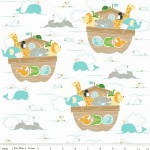 Тканина Riley Blake 'Little Ark'  Човен із звірятами на білому тлі  100*110 см. C3830-multi