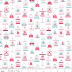 Фланель Riley Blake 'Lovey Dovey' Закохані пташки в клітках на білому тлі  100*110 см. F3650-WHITE