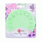 Набір серветок ажурних круглих, зелені світлі, діаметр 9см, 12 шт., 741676 741676