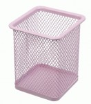 Підставка для ручок квадратна, PASTEL, металева, рожева, BM.6201-10 BM.6201-10