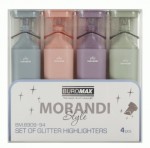 Набір із 4-х текст-маркерів MORANDI STYLE Glitter, (рож., бузк., олив., граф), 2-4.5 мм., BM.8909-94 BM.8909-94