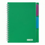Зошит на пружині BRIGHT, В6 (128х182), 100 арк, клітинка, 3 розд., пл. обк., зелений, BM.24365912-04 BM.24365912-04