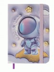 Блокнот А7, ASTRONAUT на гумці, 80 арк., клітинка., офсет крем., тв.обл., фіол., KIDS LINE,ZB.117104 ZB.117104