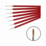 Пензлики колонок круглий Nail art  на короткій трикутній ручці, поштучно  KOLOS 3009L