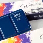 Набори акварельних фарб MONOPIGMENTED в кюветах в металевому пеналі ROSA Gallery